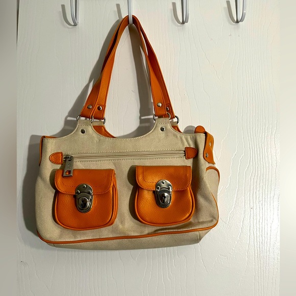 Handbags - Fancy Orange and Cream Rockabilly Purse